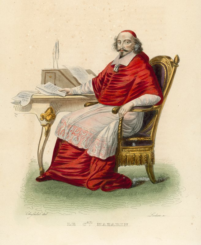 Kardinál Mazarin (barevná rytina) od French School
