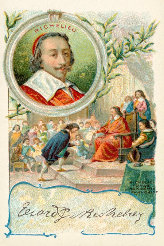 Kardinál Richelieu zakládající Academie Francaise od French School