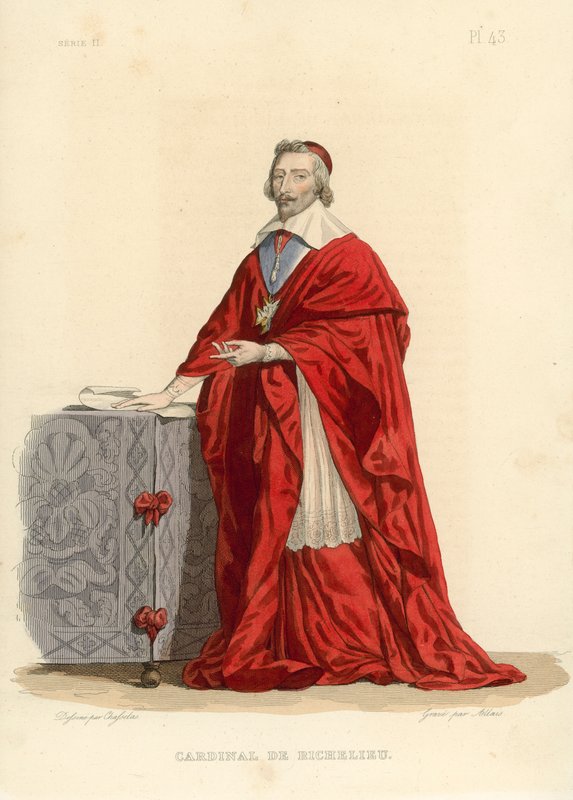 Cardinal de Richelieu (barevná rytina) od French School