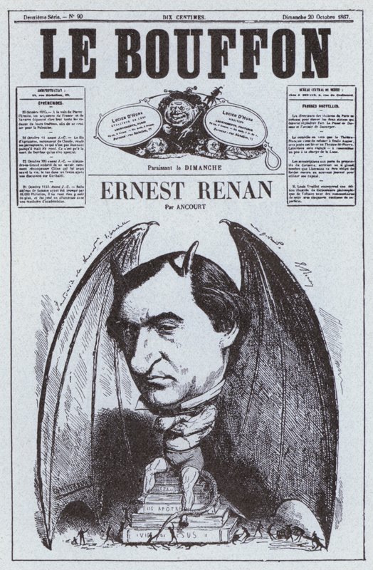 Karikatura francouzského filozofa Ernesta Renana (litho) od French School