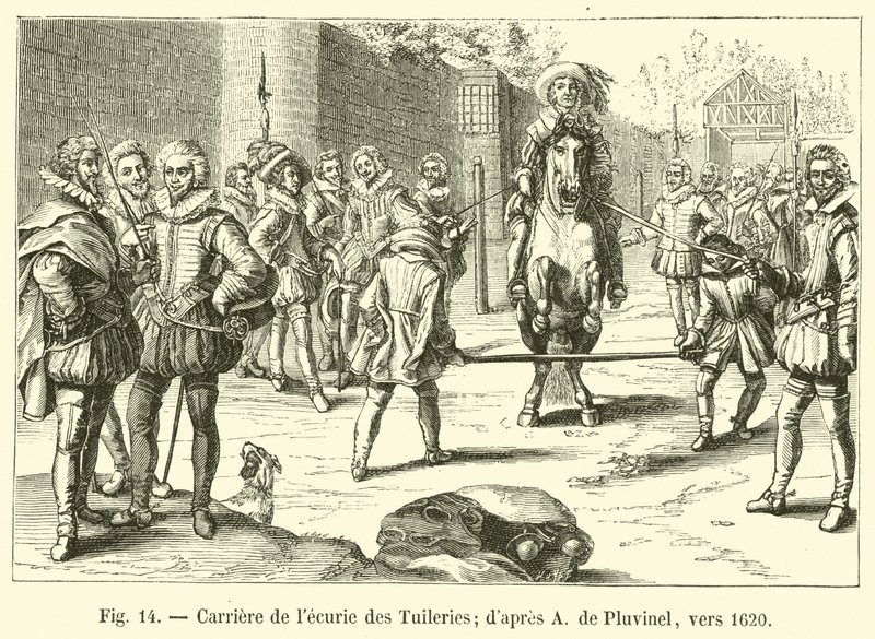 Kariéra stáje Tuileries; po A de Pluvinel, kolem roku 1620 od French School
