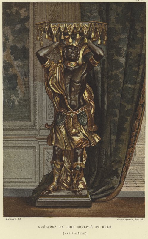 Dřevěný vyřezávaný a zlacený podstavec, 17. století od French School