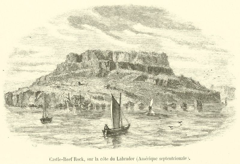 Castle-Reef Rock, na pobřeží Labradoru, Severní Amerika (rytina) od French School