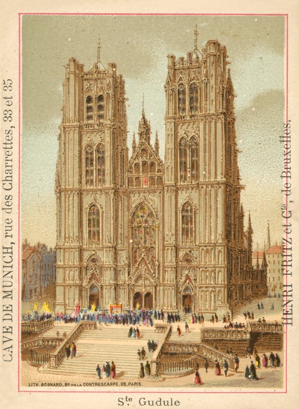 Katedrála svatého Michaela a svatého Guduly, Brusel (chromolitho) od French School