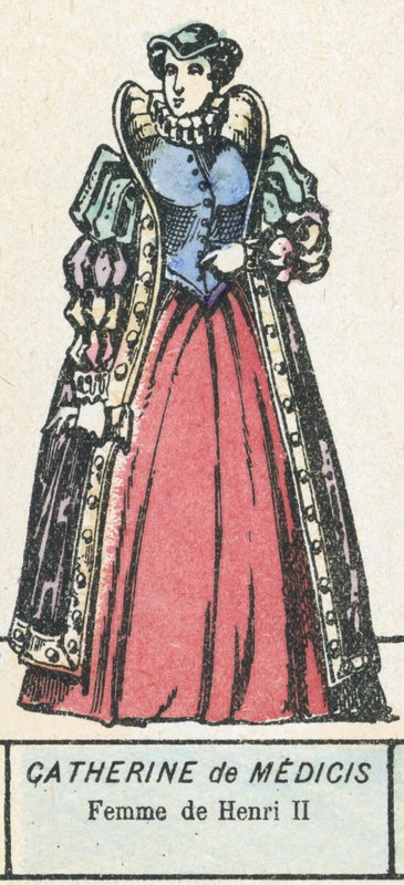 Catherine de Medici, Femme de Henri II (barevná rytina) od French School