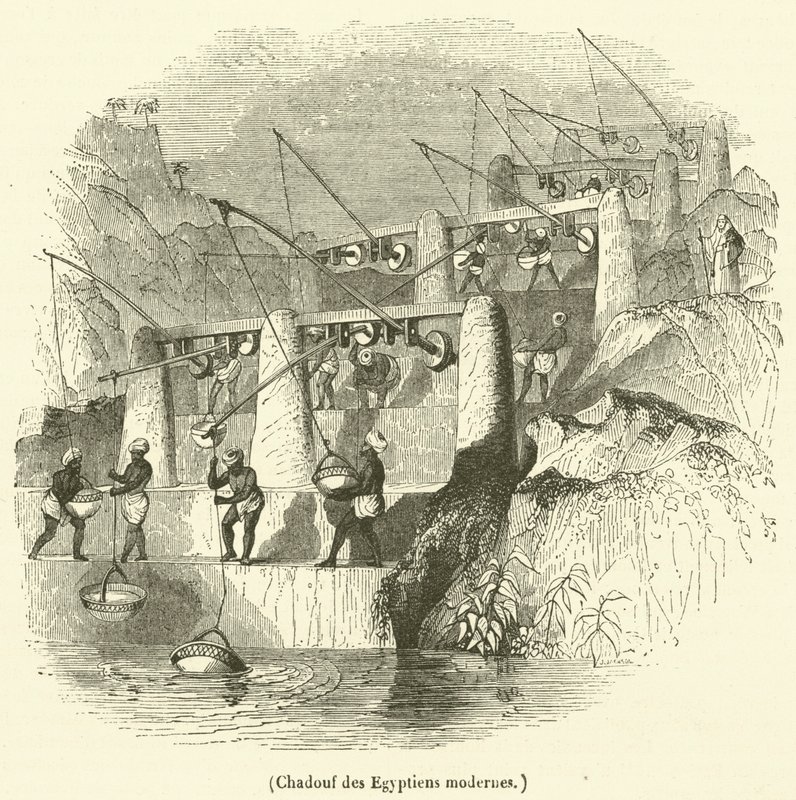 Shadouf moderních Egypťanů (rytina) od French School