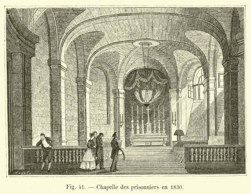 Vězeňská kaple v roce 1830 od French School