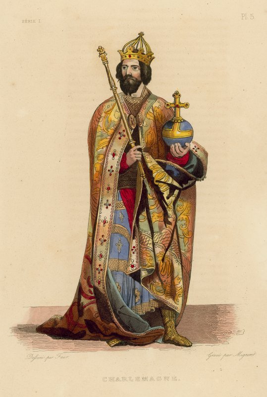 Charlemagne (barevná rytina) od French School