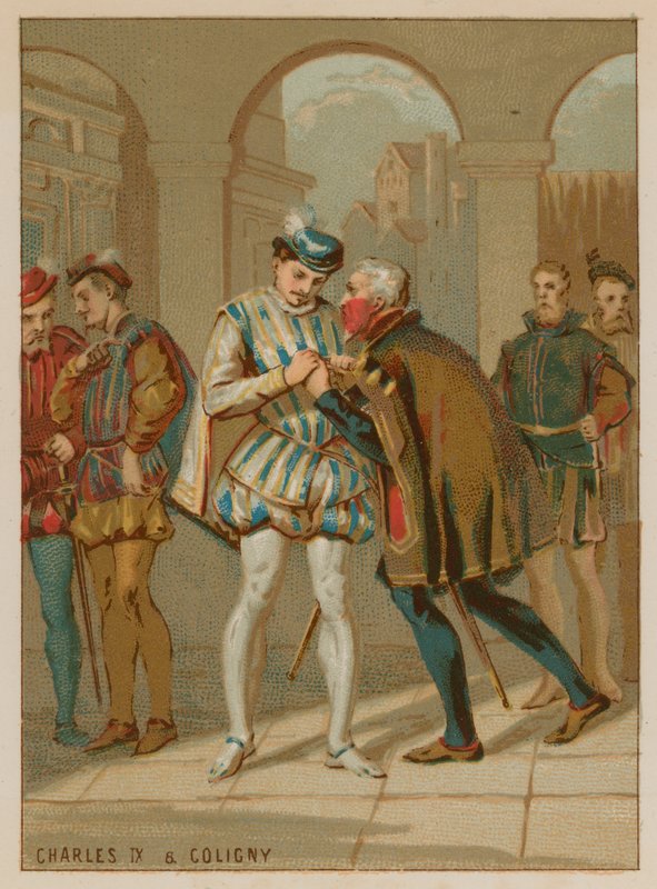 Karel IX. přijímající rady od Colignyho od French School