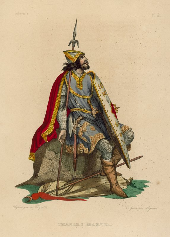 Charles Martel (barevná rytina) od French School