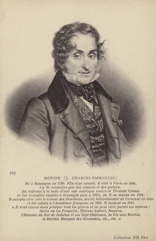 Charles Nodier (1780-1844), francouzský prozaik a povídkář (litografie) od French School