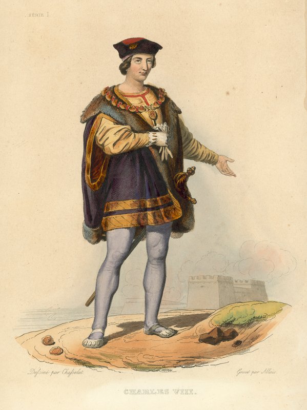 Karel VIII (barevná rytina) od French School