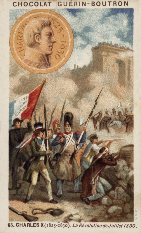 Charles X Francie a revoluce července 1830 (chromolitho) od French School