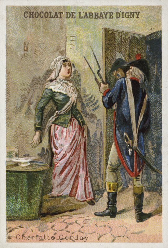 Charlotte Cordayová, vražedkyně vůdce francouzských revolučních jakobínů Jean-Paul Marat od French School