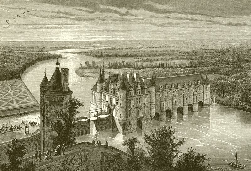 Zámek Chenonceaux od French School
