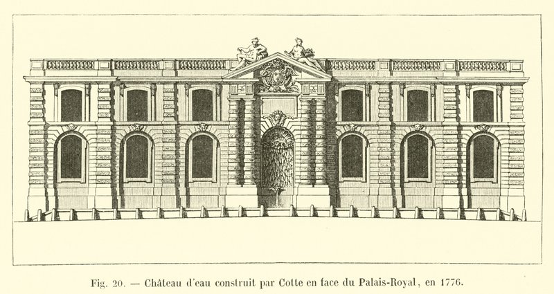 Vodárenská věž postavená Cottem naproti Palais-Royal v roce 1776 od French School