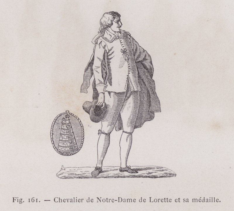Rytíř Notre-Dame de Lorette a jeho medaile (rytina) od French School