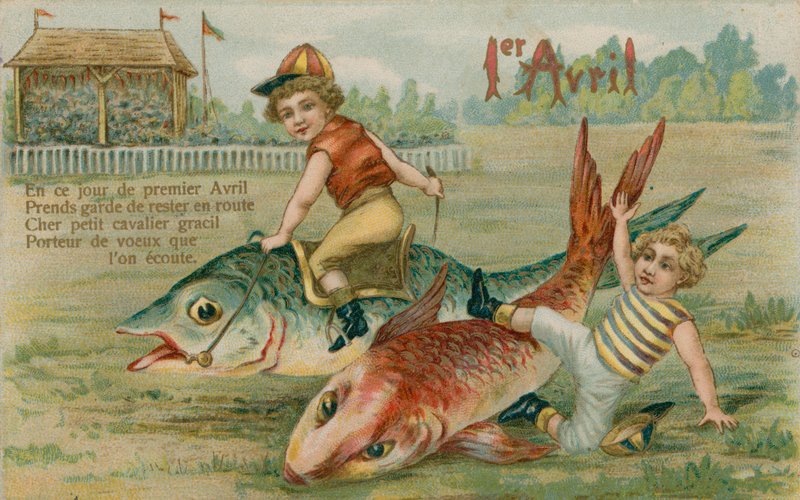 Dětští žokejové závodní ryby, karta 1. dubna, 1913 od French School