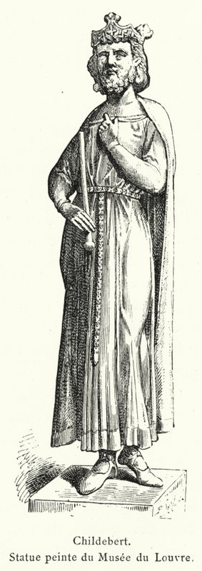 Childebert, Malovaná socha z muzea Louvre (rytina) od French School