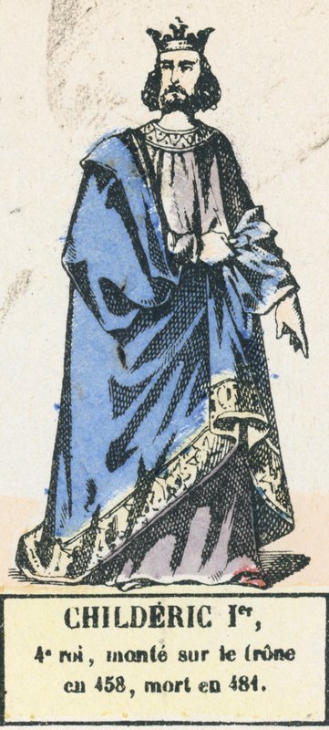 Childeric I., 4. král, nastoupil na trůn roku 458, zemřel roku 481 (barevná rytina) od French School