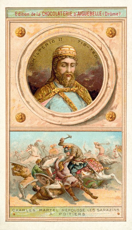 Chilperic II a Charles Martel porazil Maury u Poitiers, 732 (chromolitho) od French School