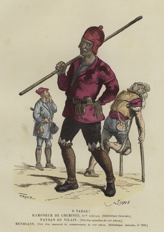 Kominík, rolník a žebrák, 15. století od French School