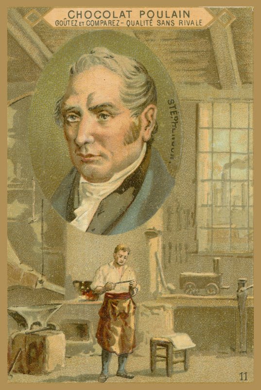 Obchodní karta Chocolate Poulain, Robert Stephenson od French School