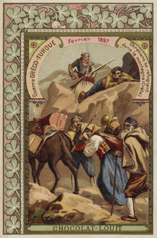 Křesťané hledající útočiště v horách Kréty, řecko-turecká válka, únor 1897 od French School