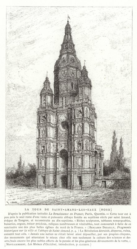 Kostelní věž opatství Saint-Amand-les-Eaux, Francie od French School