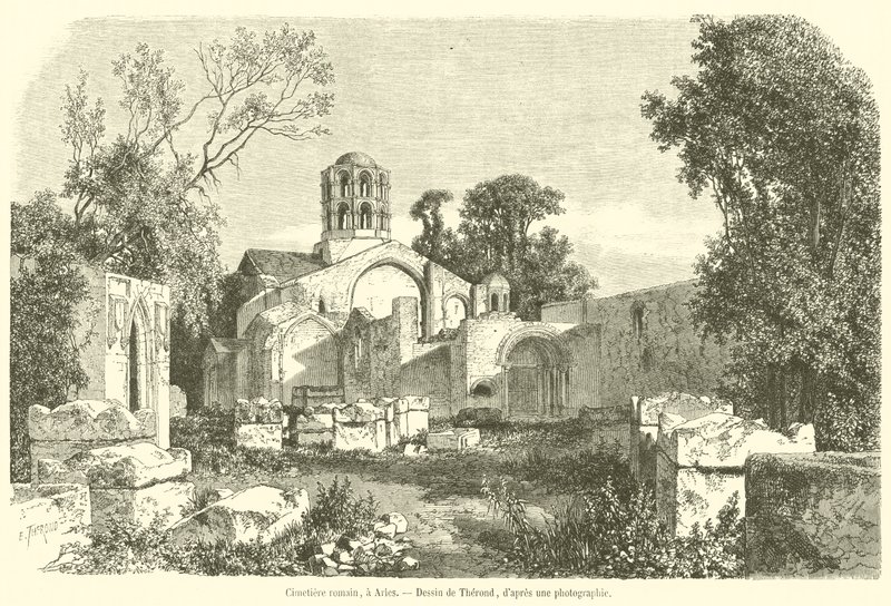 Cimetiere romain, Arles (rytina) od French School