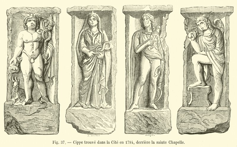 Cippus nalezený ve městě v roce 1784, za Sainte Chapelle od French School