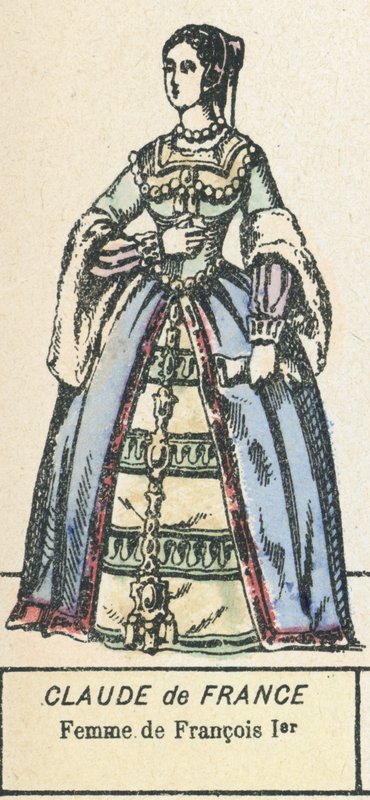 Claude de France, manželka Františka I. (barevná rytina) od French School
