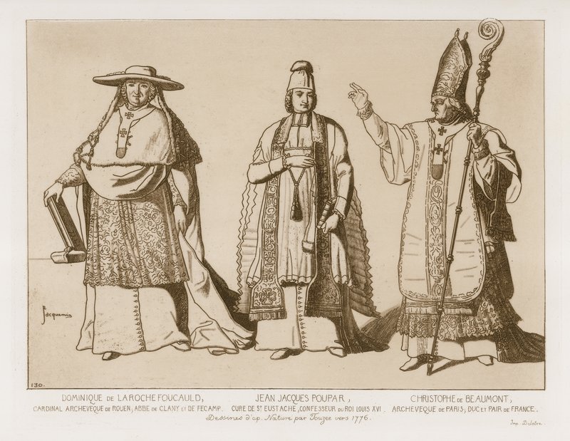 Kancelářské šaty, kresby podle uměleckého díla Touzee, circa 1776 od French School