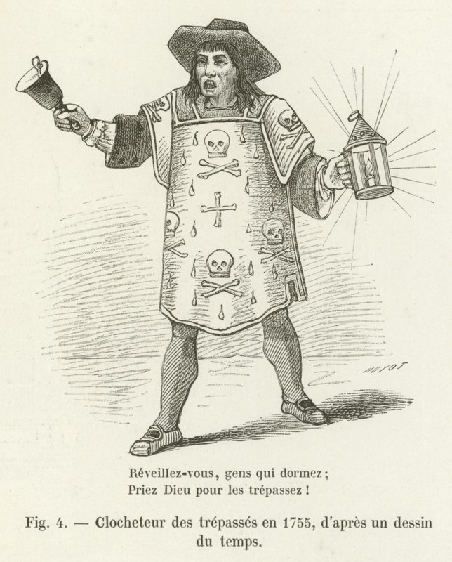 Zvoník z trepasů v roce 1755, z dobové kresby od French School