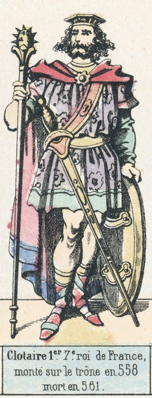 Clotaire 1., 7. král Francie, nastoupil na trůn roku 558, zemřel roku 561 (barevná rytina) od French School
