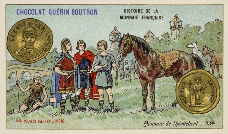 Mince Theudebert I, 534 (chromolitho) od French School