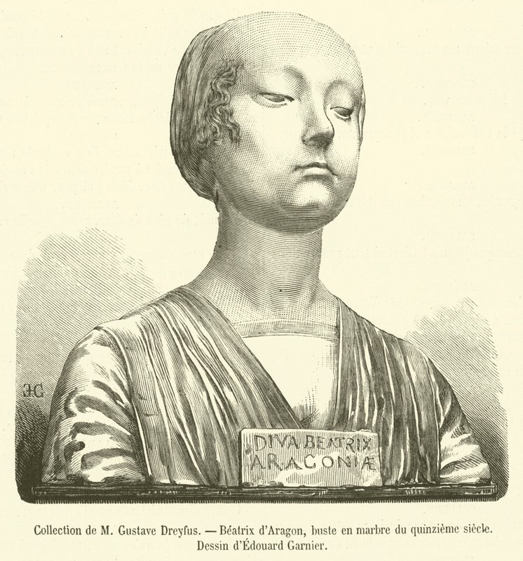 Sbírka M. Gustava Dreyfuse, Beatrix Aragonské, mramorová busta z patnáctého století (rytina) od French School