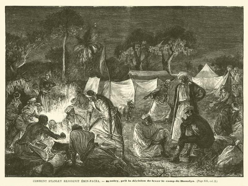 Jak se Stanley znovu připojil k Emin-Pasha (rytina) od French School