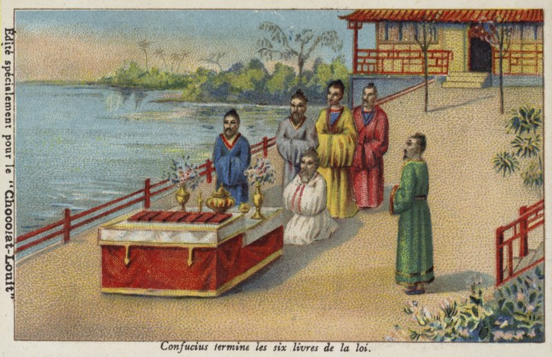 Konfucius dokončuje Šest knih zákona, Čína od French School