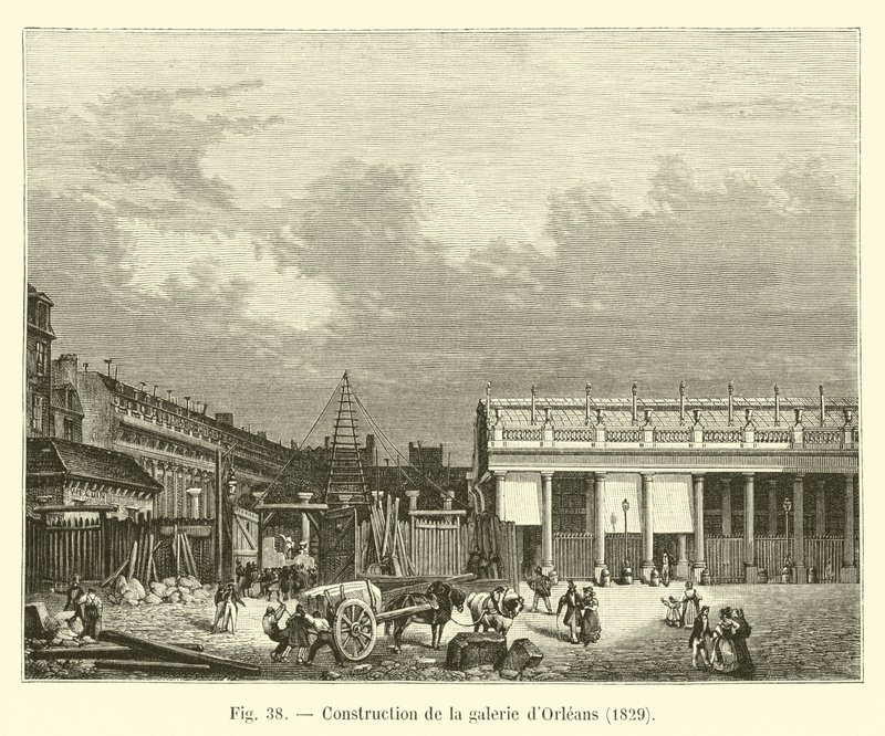 Stavba galerie Orleans, 1829 od French School
