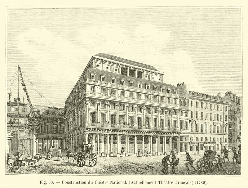 Stavba Národního divadla, v současnosti Theater Francais, 1789 od French School