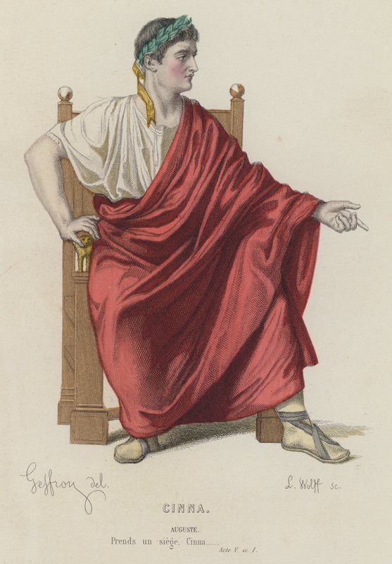 Corneille, Cinna, Act V, Sc I (barevná rytina) od French School