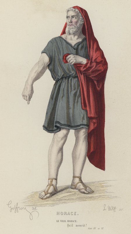 Corneille, Horace, Act III, Sc VI (barevná rytina) od French School