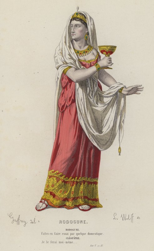 Corneille, Rodogune, Act V, Sc IV (barevná rytina) od French School