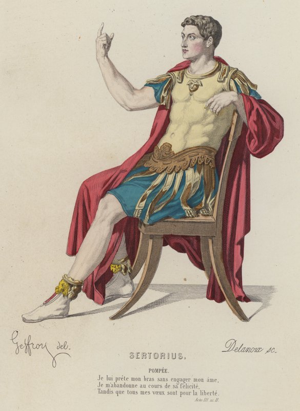 Corneille, Sertorius, Act III, Sc II (barevná rytina) od French School