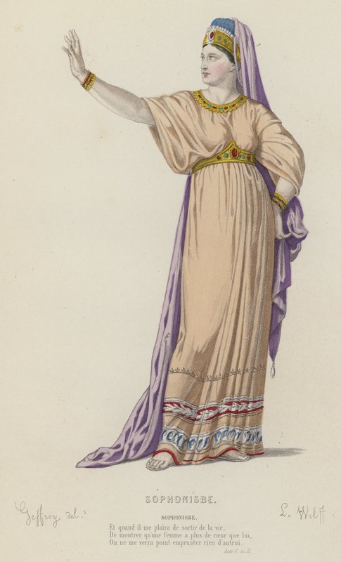 Corneille, Sophonisbe, Act V, Sc II (barevná rytina) od French School