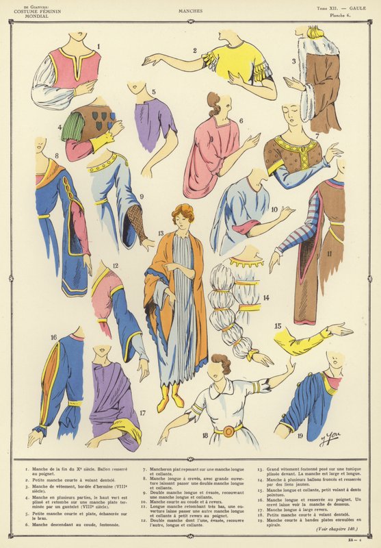 Costume Feminin Mondial (barevná litografie) od French School