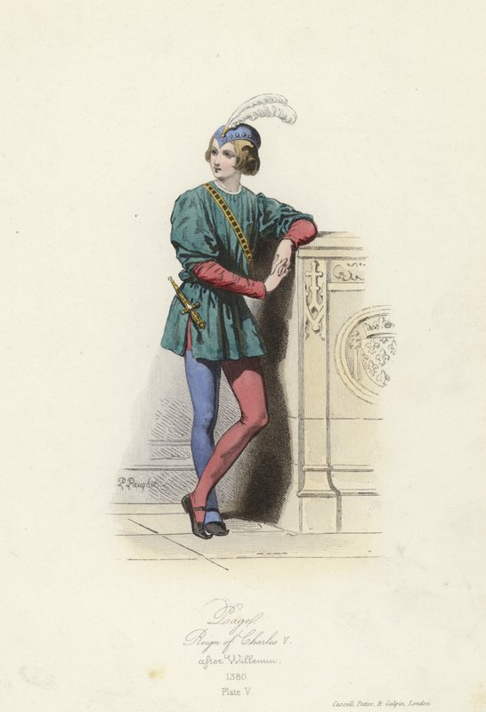 Kostým stránky, vláda Karla V. Francie od French School