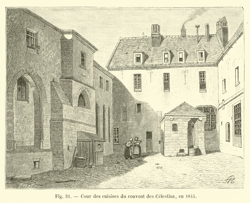 Kuchyňský dvůr kláštera Celestins, v roce 1845 od French School