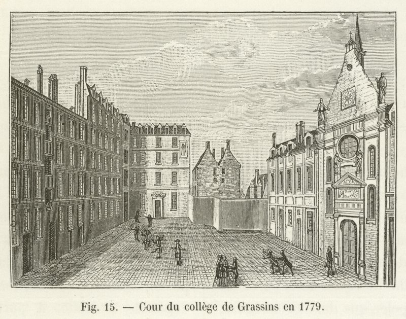 Nádvoří koleje Grassins v roce 1779 od French School